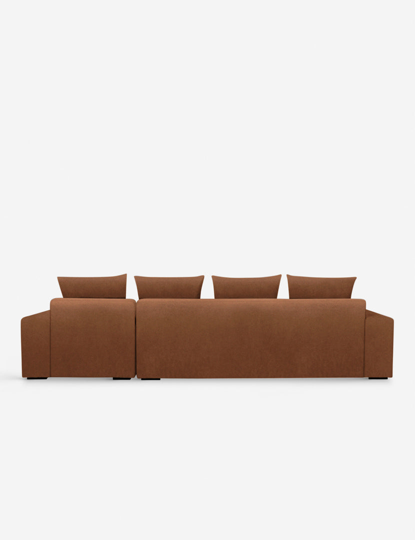 #color::rust-velvet #configuration::right-facing | Back of the Nadine Rust orange velvet right-facing sectional sofa