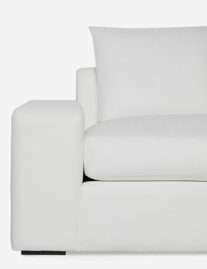 Close-up of the Nadine White performance fabric right-facing sectional sofa