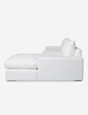 Side of the Nadine White performance fabric right-facing sectional sofa