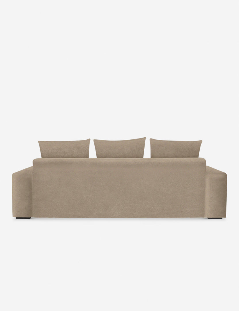 #color::oatmeal-velvet #size::108-W #size::96-W #size::84-W | Back of the Nadine oatmeal brown velvet sofa