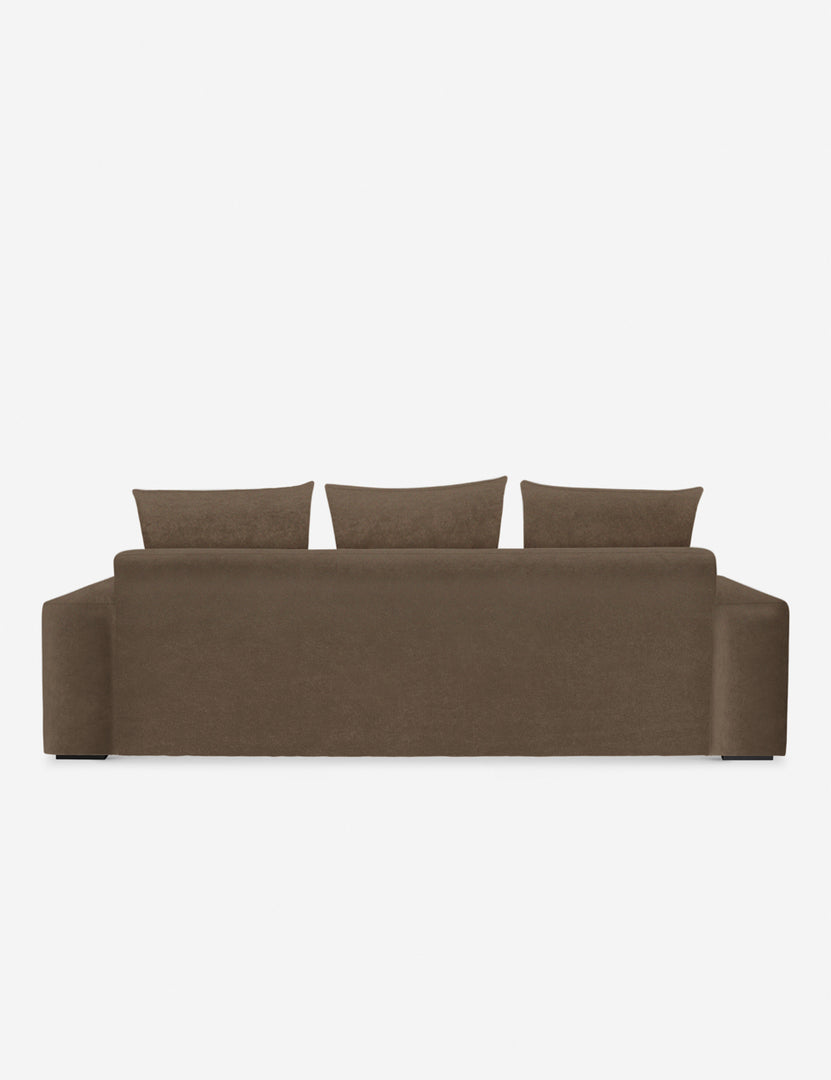 #color::toffee-velvet #size::108-W #size::96-W #size::84-W | Back of the Nadine toffee brown velvet sofa