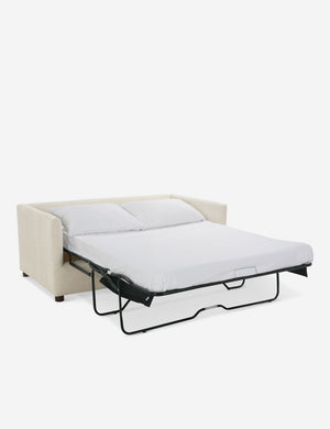 Lotte Natural Performance Fabric queen-sized sleeper sofa with the bed pulled out