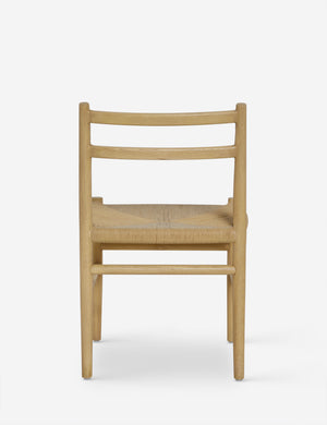 Back view of the Nicholson slim natural oak wood frame and woven seat dining chair.