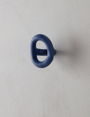 Angled view of the Olo cobalt blue Wall Hook