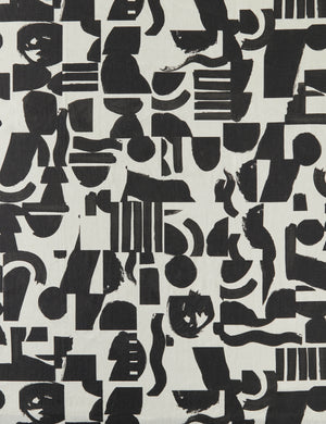 Organic Shapes Linen Fabric Swatch, Black and Ivory by Sarah Sherman Samuel