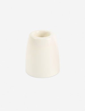 Mila white ceramic candle holder.