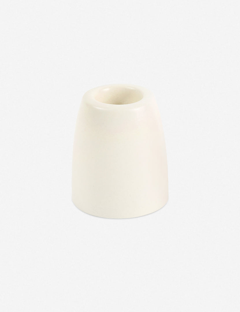 #color::white | Mila white ceramic candle holder.