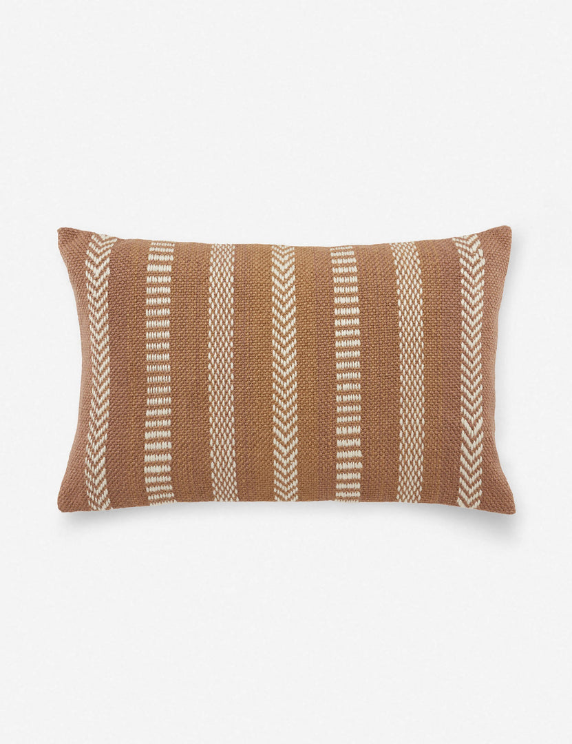 #color::taupe | Embroidered kamala indoor and outdoor lumbar throw pillow with bohemian accents in taupe