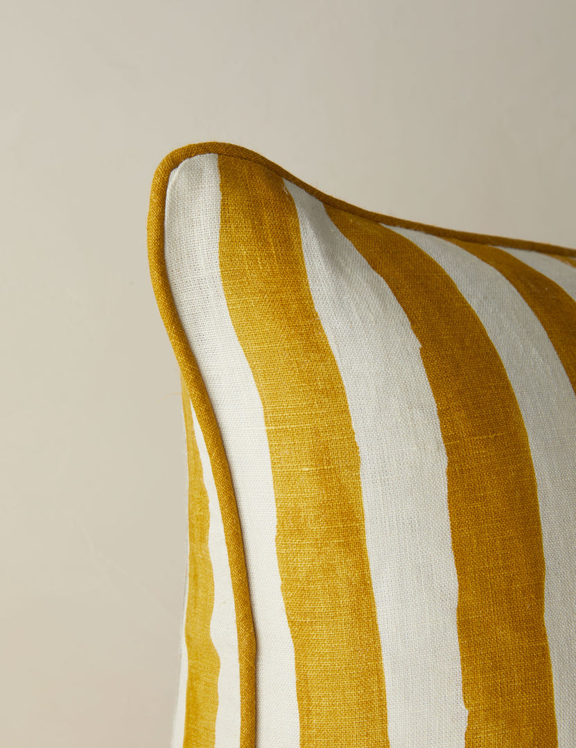 Sarah Sherman Samuel Painterly Stripe Linen Pillow, Goldenrod and Ivory - Lulu and Georgia
