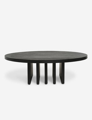 Head-on view of the Pentwater black wooden Round Coffee Table