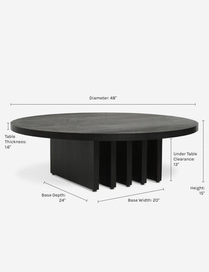 Dimensions on the Pentwater black wooden Round Coffee Table