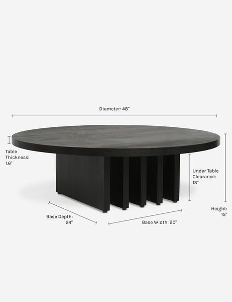 #color::black | Dimensions on the Pentwater black wooden Round Coffee Table