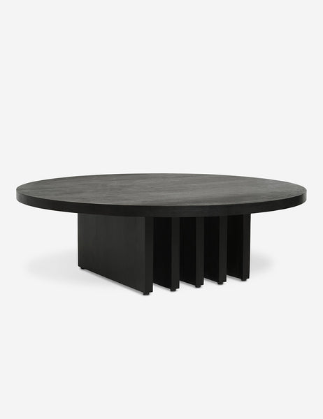 #color::black | Pentwater black wooden Round Coffee Table by Sarah Sherman Samuel with thick slab-style legs