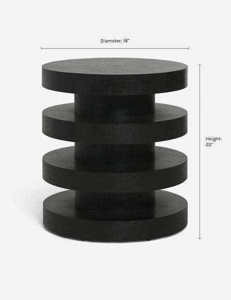 #color::black | Dimensions on the Pentwater Four-Tiered Black Round Side Table