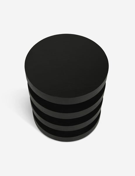 #color::black | Downward view of the Pentwater Four-Tiered Black Round Side Table