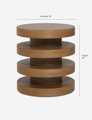 Dimensions on the Pentwater Four-Tiered Natural Round Side Table