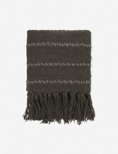 | Pismo dark gray pure wool throw blanket with fringed ends