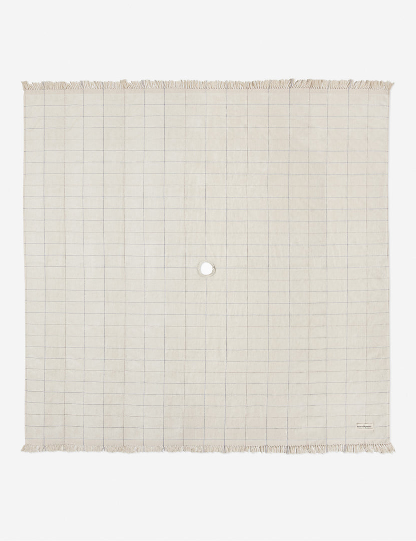 #color::pop-check | Cream pop check cotton beach blanket with an umbrella hole by business and pleasure co