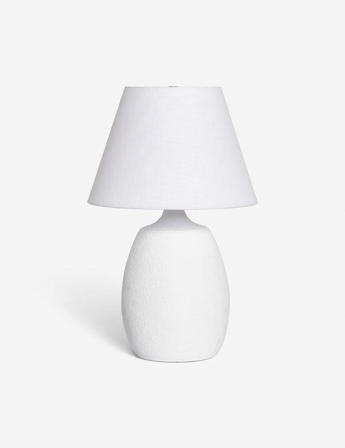 #color::white | Pratt white table lamp with a cylindrical silhouette and a white linen shade