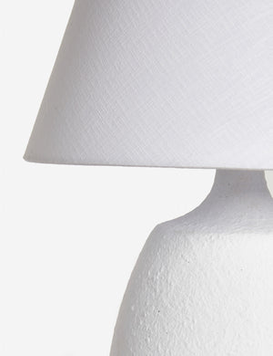 Close up of the Pratt white table lamp