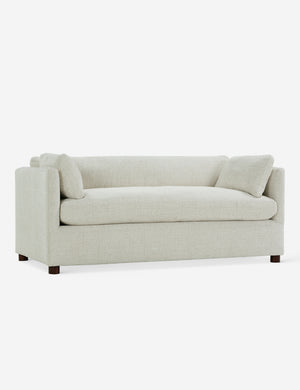 Angled view of the Lotte White Basketweave queen-sized sleeper sofa