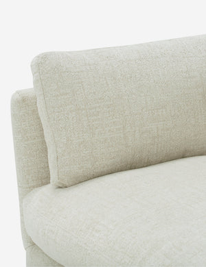 Close up of the arm pillow on the Lotte White Basketweave queen-sized sleeper sofa