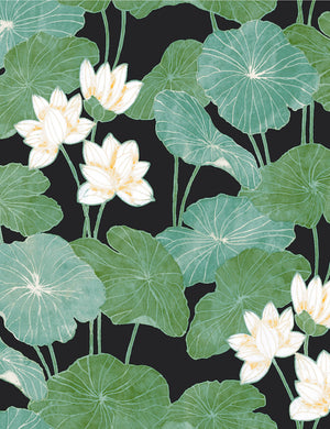 Lily Pad Peel + Stick Wallpaper Swatch, Black