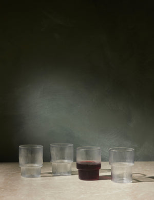 Art deco inspired rian ripple set of four clear glassware