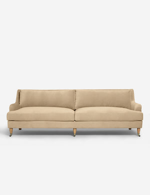 Rivington Brie Beige Velvet sofa with low, sloping arms by Ginny Macdonald