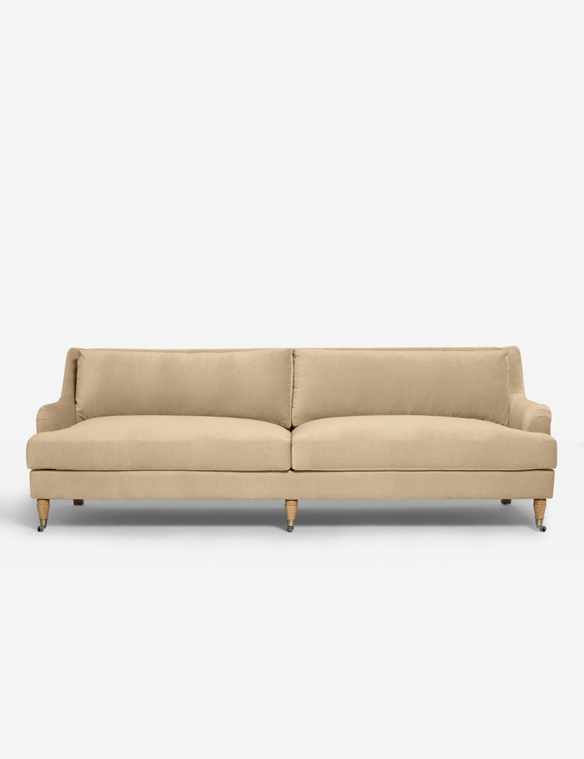 #size::72-W #size:84-W #color::brie-velvet #size::96-W | Rivington Brie Beige Velvet sofa with low, sloping arms by Ginny Macdonald