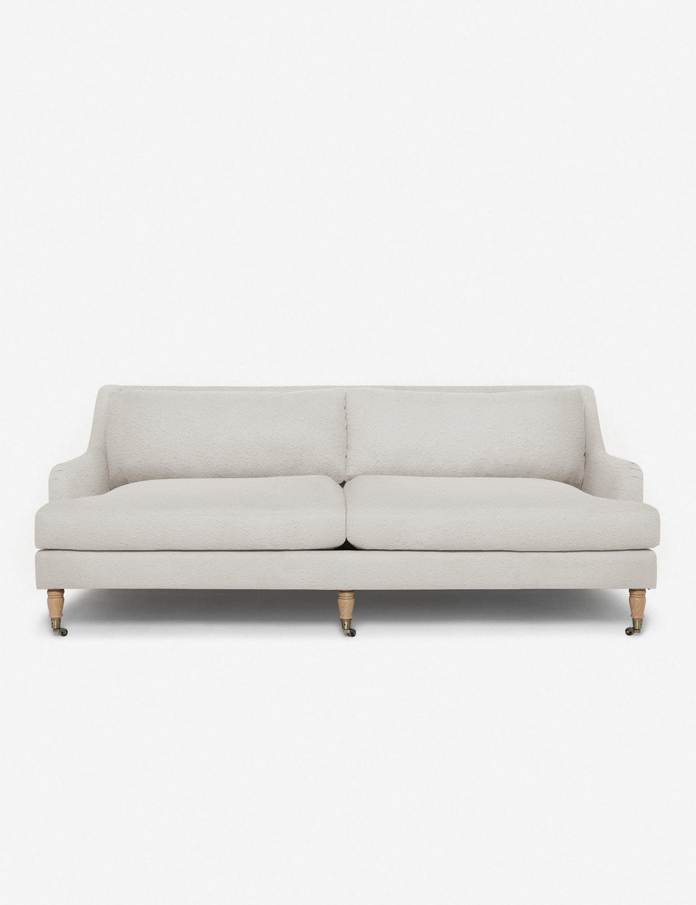 #size::72-W #size:84-W #color::taupe-boucle #size::96-W | Rivington Taupe Boucle sofa with low, sloping arms by Ginny Macdonald