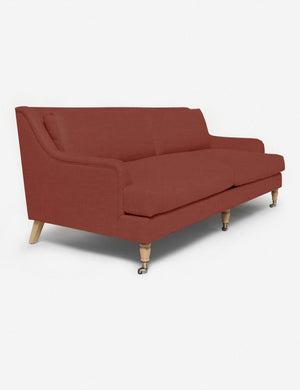Angled view of the Rivington Terracotta Linen sofa