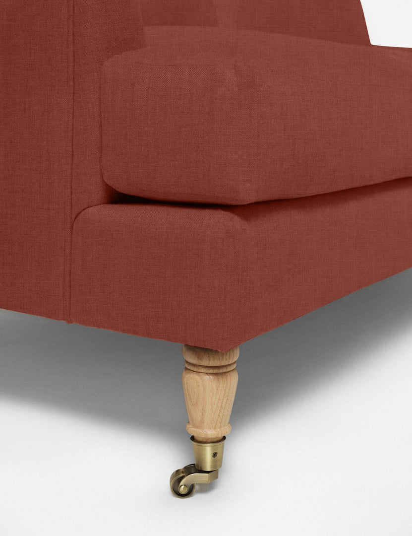 #size::72-W #size:84-W #color::terracotta-linen #size::96-W | Wheeled legs on the Rivington Terracotta Linen sofa
