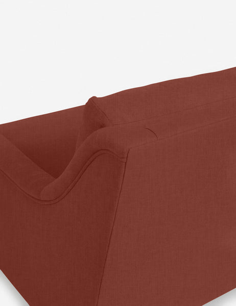 #size::72-W #size:84-W #color::terracotta-linen #size::96-W | Back corner of the Rivington Terracotta Linen sofa