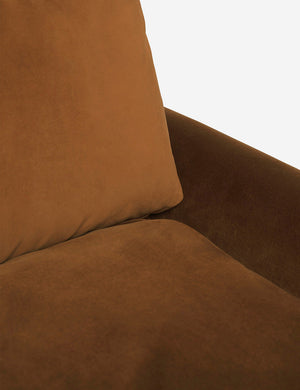 Inner corner of the Rupert cognac velvet sofa