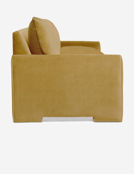 #color::Goldenrod-Velvet #size::102-W | Side of the Rupert Goldenrod Velvet sofa
