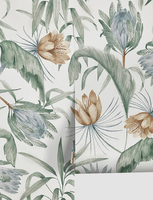 Green-toned Tropical Wallpaper by Rylee + Cru featuring an exotic, botanical scene