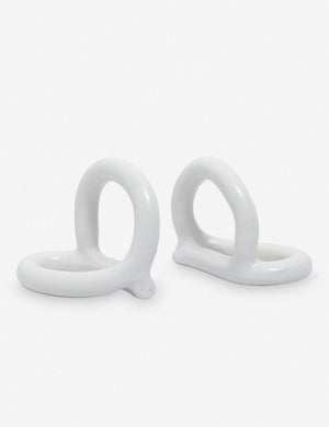 Bacchus white ceramic bookends by sin