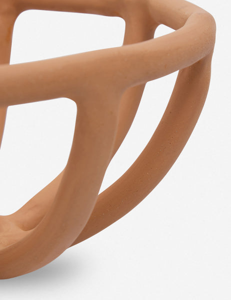 #color::terracotta | Close-up of the side of the Prong terracotta ceramic centerpiece bowl by SIN