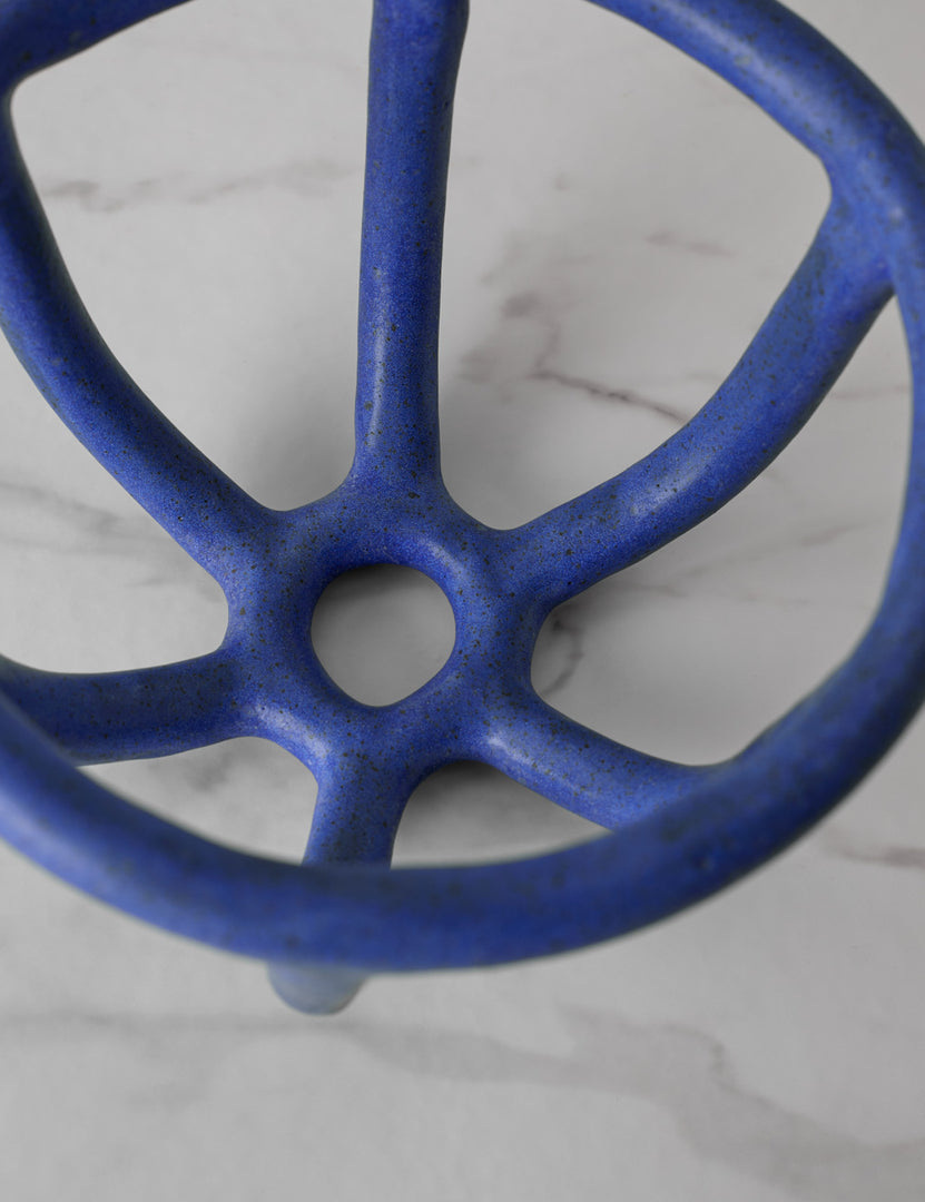 #color::blue | Close-up of the Moth blue ceramic fruit bowl 