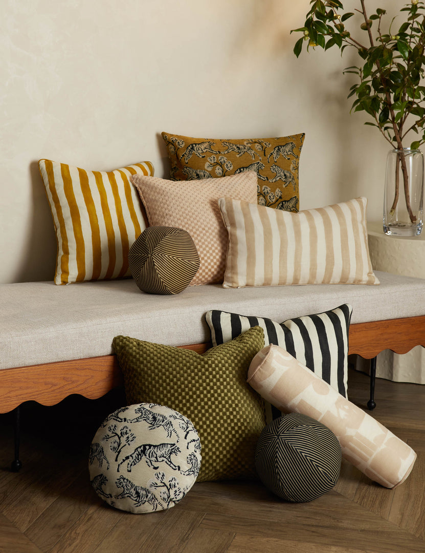 Sarah Sherman Samuel Painterly Stripe Linen Pillow, Goldenrod and Ivory - Lulu and Georgia