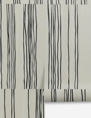 Broken Stripe black and white Wallpaper by Sarah Sherman Samuel featuring offset organic stripes