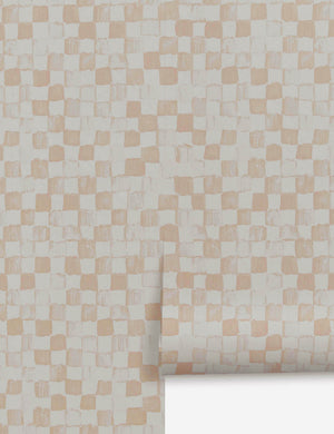 Taupe and ivory Checkerboard Wallpaper by Sarah Sherman Samuel 