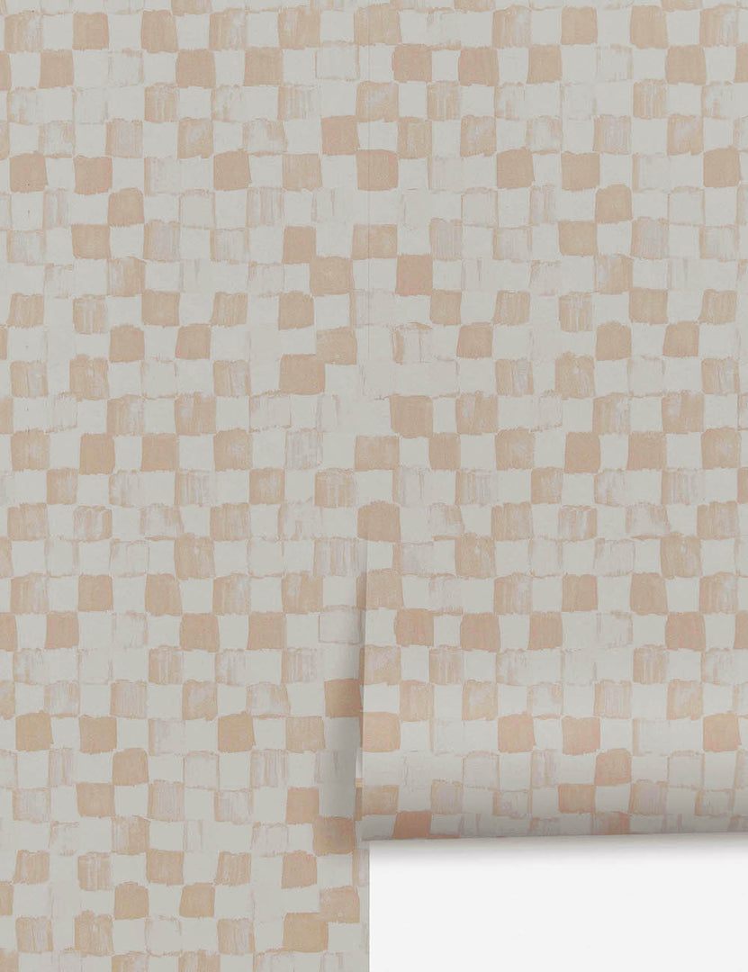 #color::taupe-+-ivory | Taupe and ivory Checkerboard Wallpaper by Sarah Sherman Samuel 