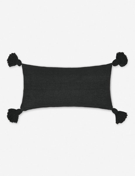  #color::black #size::12--x-24- | Sami black lumbar pillow with pom poms