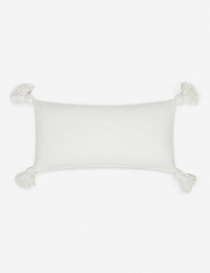 Sami white lumbar pillow with pom poms