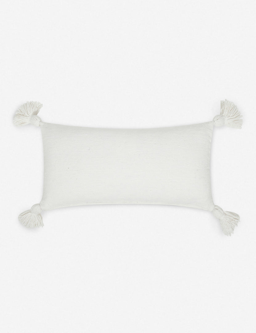 #color::white #size::12--x-24- | Sami white lumbar pillow with pom poms