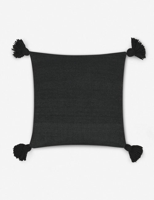  #color::black #size::20--x-20- | Sami black square pillow with pom poms