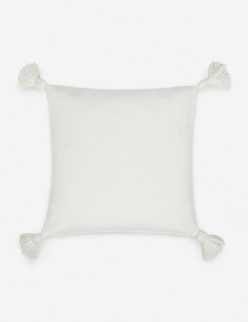 #color::white #size::20--x-20- | Sami white square pillow with pom poms
