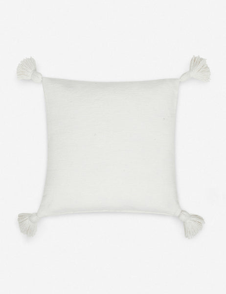 #color::white #size::20--x-20- | Sami white square pillow with pom poms